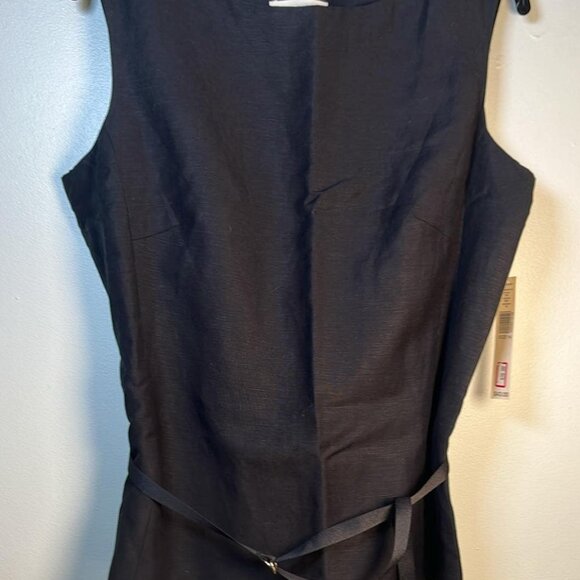 Amanda Smith Sleeveless Blk Belted Top Side Zipper SZ14 Closet Basics Lagenlook - Picture 1 of 8